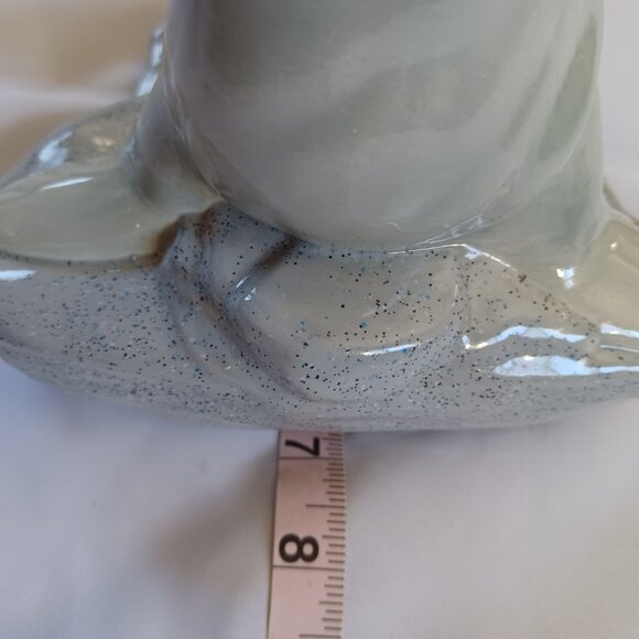 Seal Figurine Porcelain Ceramic Glazed Ocean Arctic Animals White Blue Gray - Picture 10 of 10